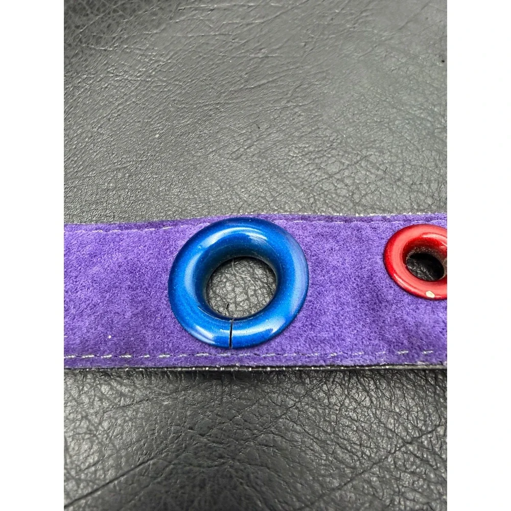 Vintage Compagnie Internationale Express Purple Suede Belt Colorful Grommets 90s